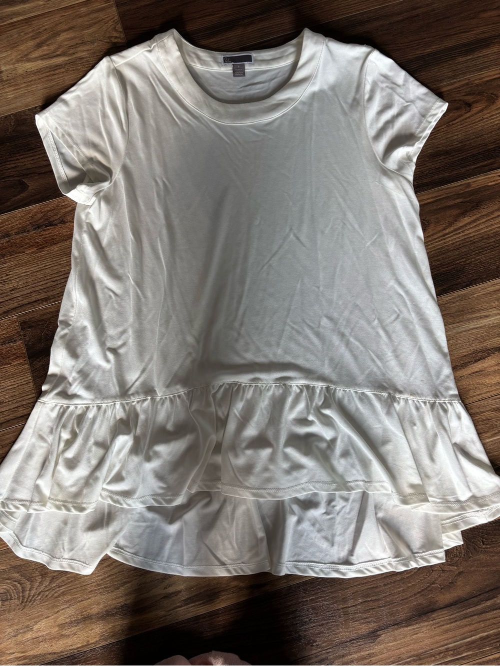 Chelsea28 Women’s ' Cream Ruffle-Hem Peplum Top Size Small